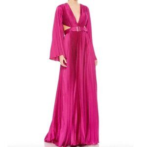 MAC DUGGAL Fuchsia Pleated Cut Out Lace Up Back Formal Gown-- NWT